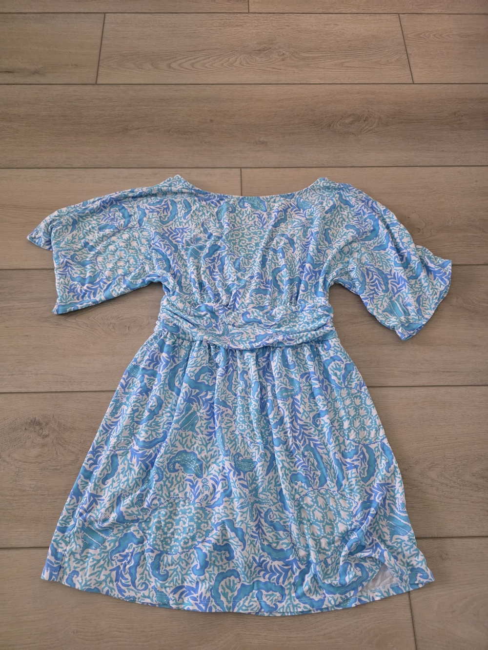 Lilly Pulitzer Blue & White Floral Off-Shoulder Rompet Dress Small